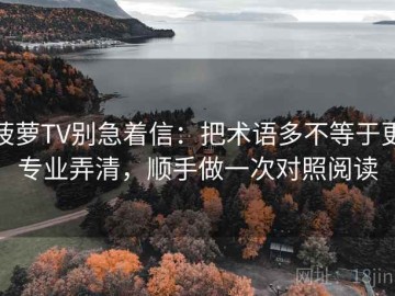 菠萝TV别急着信：把术语多不等于更专业弄清，顺手做一次对照阅读