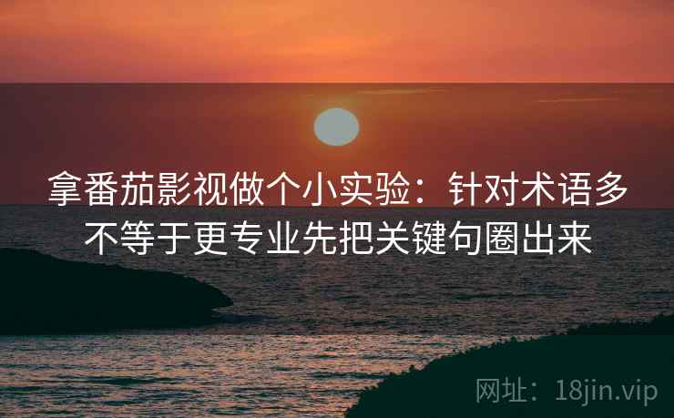 拿番茄影视做个小实验:针对术语多不等于更专业先把关键句圈出来 拿番茄影视做个小实验:针对术语多不等于更专业先把关键句圈出来